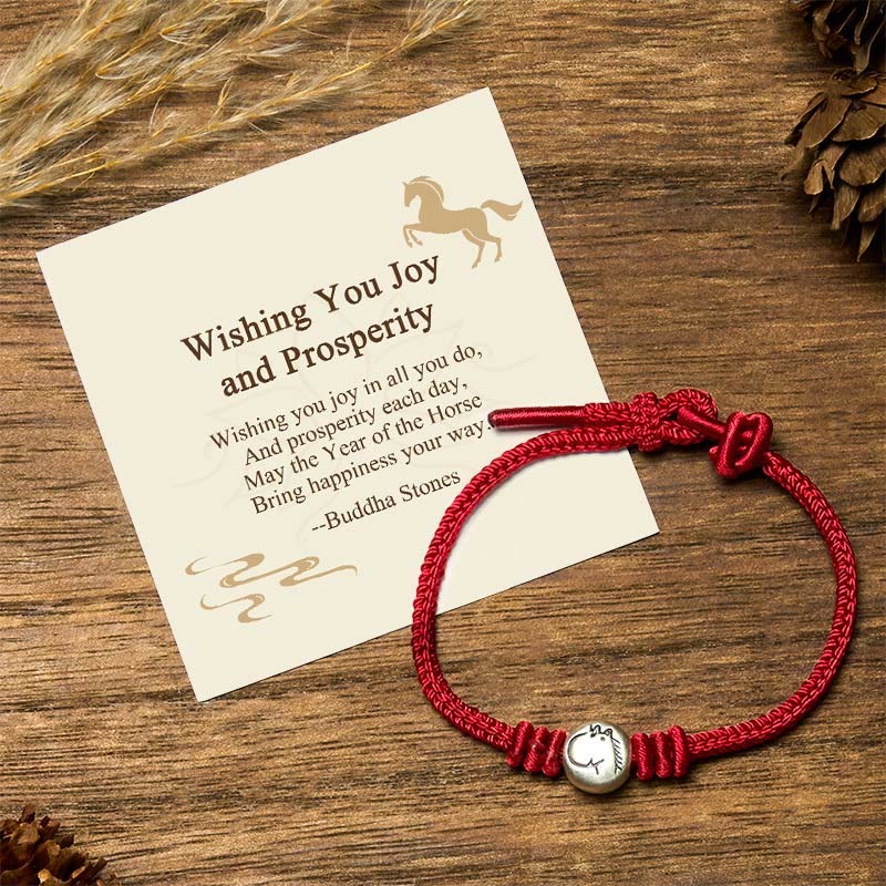 Buddha Stones "wishing You Joy and Prosperity" Year of the Horse Bracelet Includes Gift Message Card