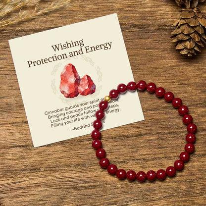 Buddha Stones "wishing Protection and Energy" Cinnabar Bracelet Includes Gift Message Card