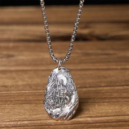 Buddha Stones Copper Kṣitigarbha Dizang Bodhisattva Compassion Pendant Necklace