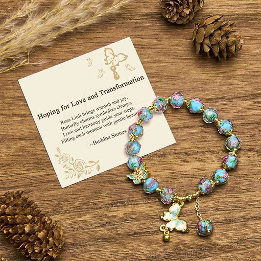 Buddha Stones "hoping for Love and Transformation" Butterfly Bracelet Includes Gift Message Card