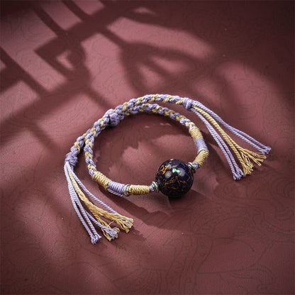 Buddha Stones Lacquer Craft Bead Multicolored Braided String Bracelet