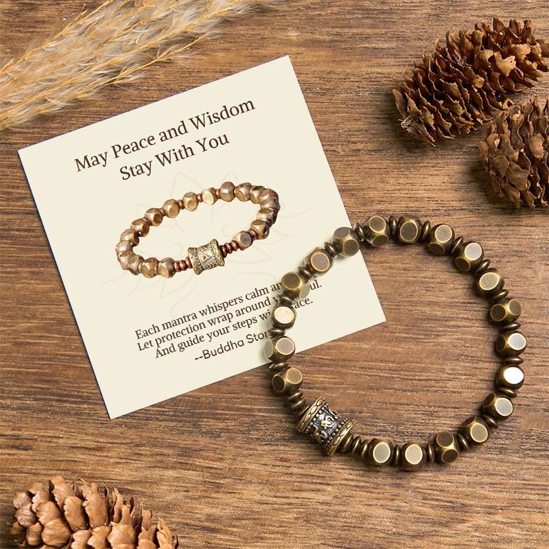 Buddha Stones "wishing You Balance and Strength" Brass Amulet Bracelet Includes Gift Message Card