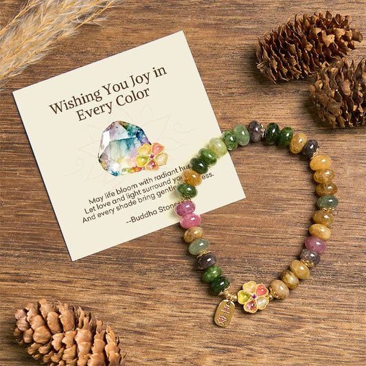 Buddha Stones "wishing You Joy in Every Color" Tourmaline Jade Bracelet Includes Gift Message Card