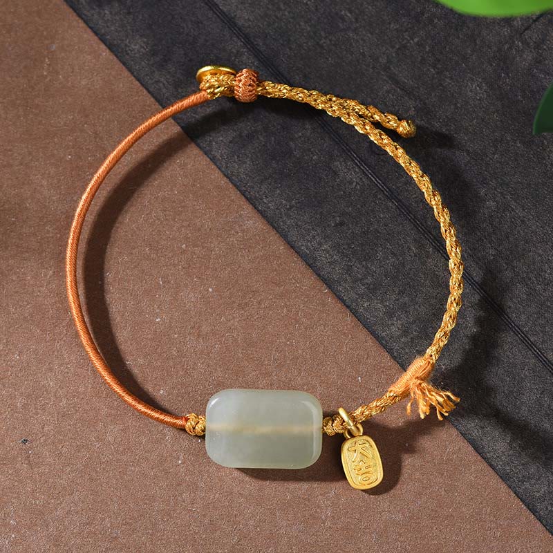 Buddha Stones 925 Sterling Silver Hetian Jade Prosperity Bracelet