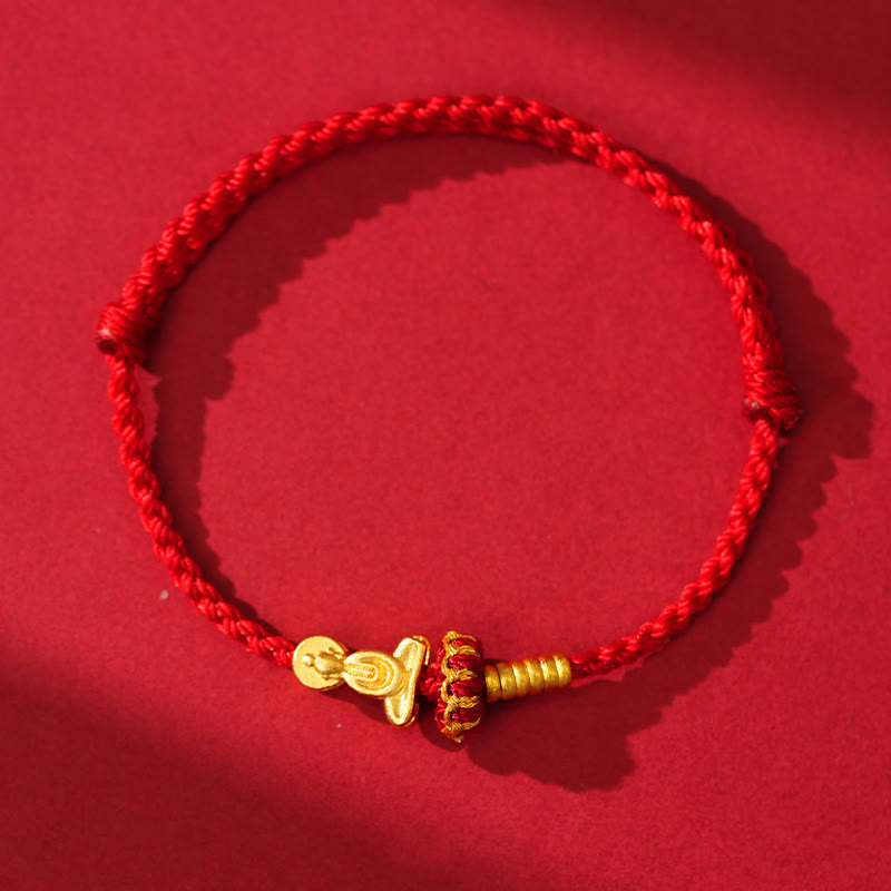 Buddha Stones Formless Buddha Lotus Knot Red String Protection Braided Bracelet