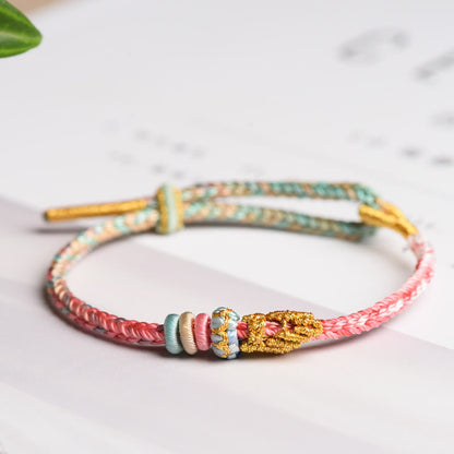 Buddha Stones Colorful Rope Eight Thread Peace Knot Luck Handmade Bracelet