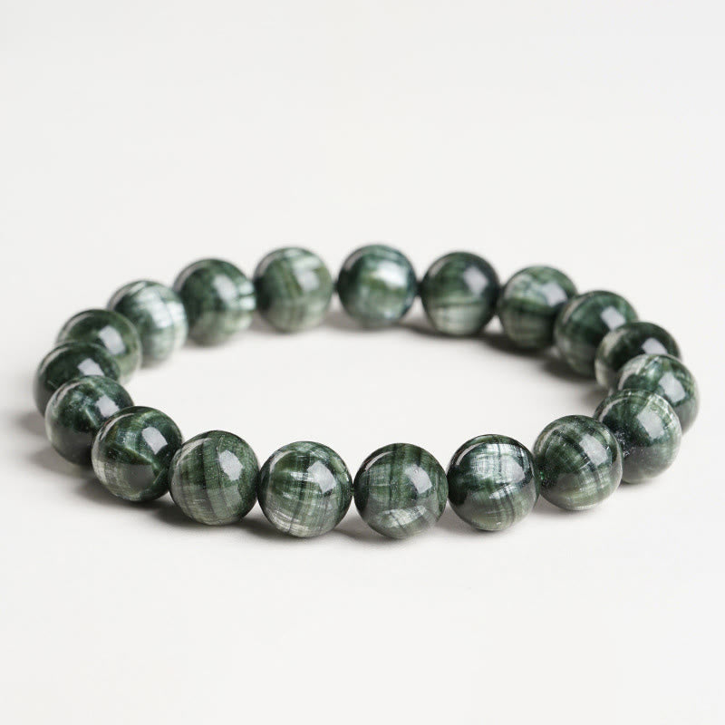 Buddha Stones Natural Seraphinite Round Emotional Balance Beaded Bracelet