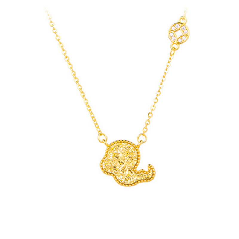 Buddha Stones Year of the Horse Chinese Zodiac 925 Sterling Silver Coin Design Blessing Chain Necklace Pendants