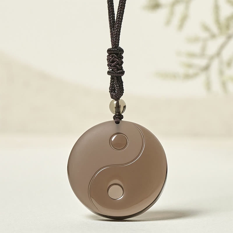 Buddha Stones Yin Yang Symbol Ice Obsidian Positive Necklace Pendant