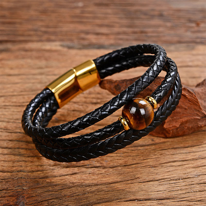 Buddha Stones Multicolored Bead Amethyst Lazurite Craved Six True Words Braided Leather Balance Bracelet