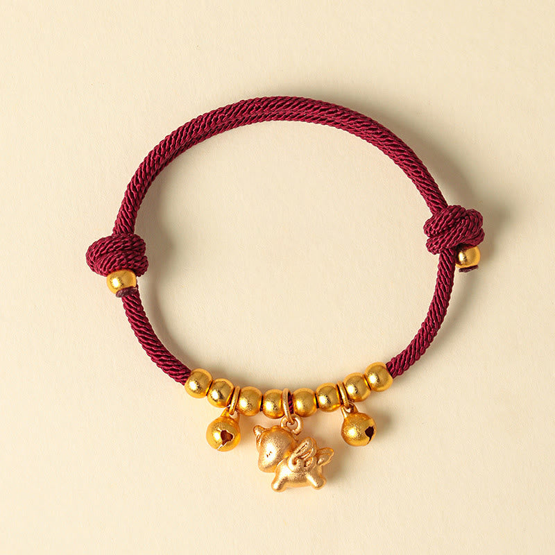 Buddha Stones Year of the Horse Multiple Horse Styles Rope Luck Strength Adjustable Bracelet