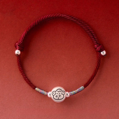 Buddha Stones Year of the Horse 999 Sterling Silver Red String Luck Bracelet