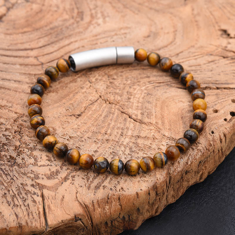Buddha Stones Turquoise Black Glitter Stone Tiger Eye Positive Bracelet