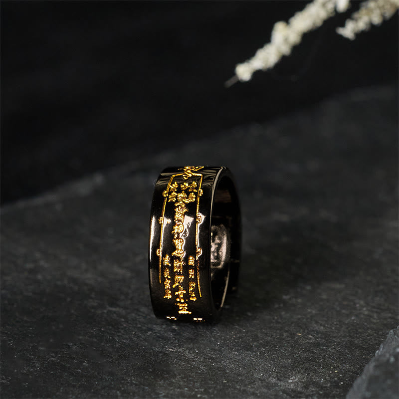 Buddha Stones Copper Word Adjustable Balance Ring