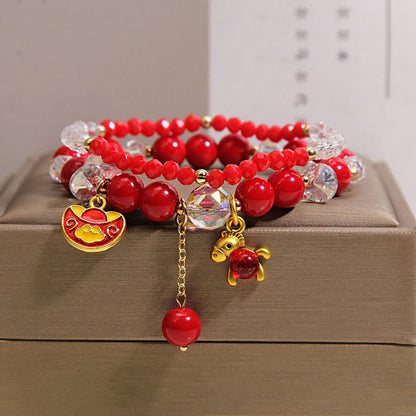 Buddha Stones Year of the Horse Ingot Prosperity Bracelet