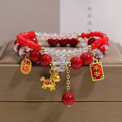 Buddha Stones Year of the Horse Ingot Prosperity Bracelet
