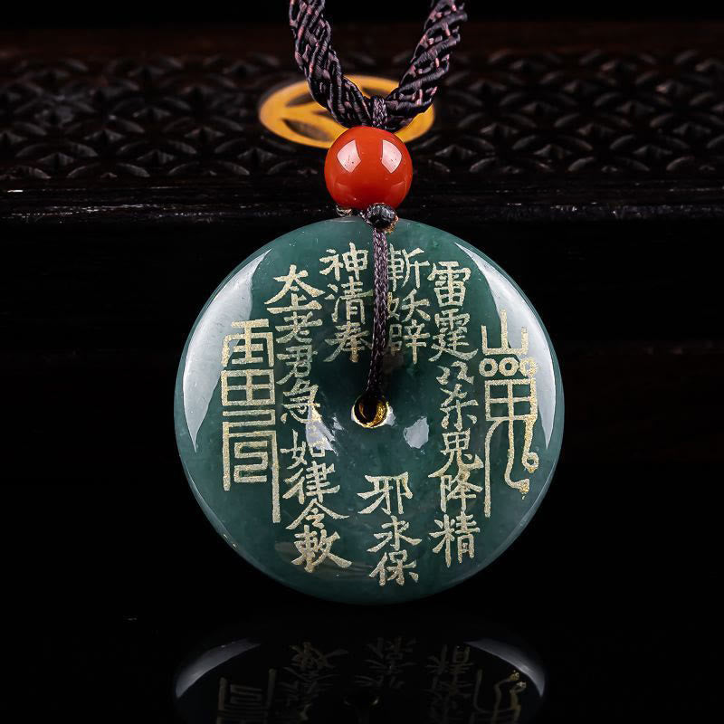 Buddha Stones Mountain Ghosts Spend Money Peace Buckle Jade Luck Necklace Pendant