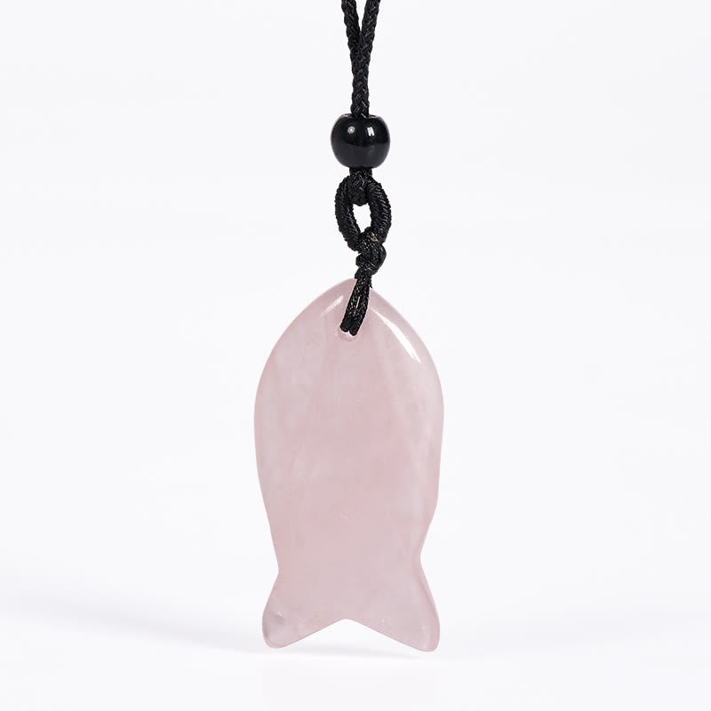 Buddha Stones Koi Fish Pink Crystal Indian Agate Amethyst Topaz Red Jasper Success Warmth Necklace Pendant