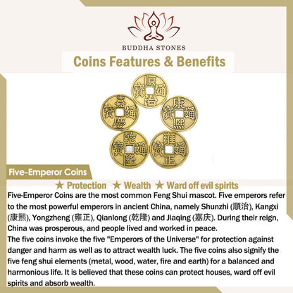 Buddha Stones Year of the Horse Red String Five-emperor Coins Luck Bracelet