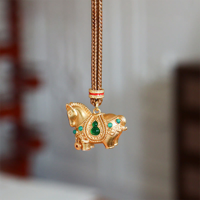 Buddha Stones Year of the Horse Copper Brass Balance Necklace Pendants