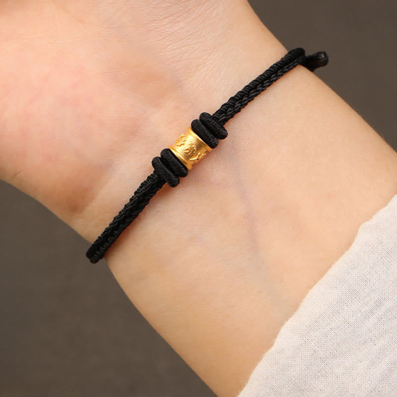 Buddha Stones Tibet Handmade 999 Gold Om Mani Padme Hum Luck Protection Bracelet