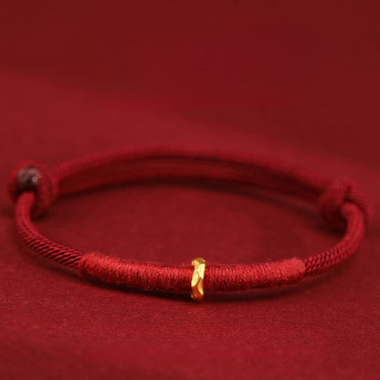 Buddha Stones 999 Gold Ring Design Handmade Luck Braided Red Rope Bracelet Anklet