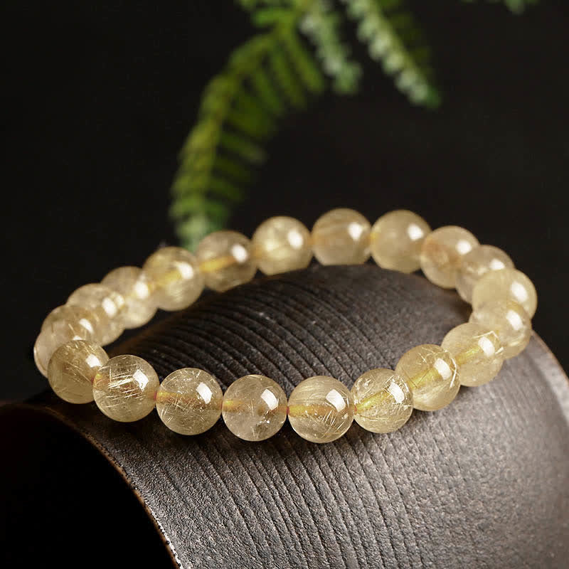 Buddha Stones Natural Rutilated Quartz Auspiciousness Protection Bracelet