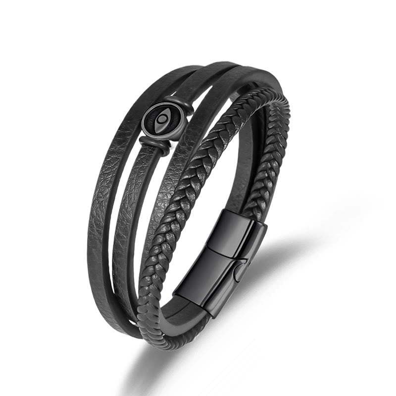 Buddha Stones Evil Eye Multilayered Braided Leather Balance Bracelet
