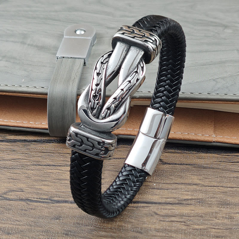 Buddha Stones Knot Design Braided Leather Balance Bracelet