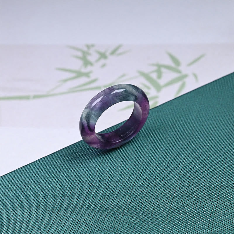 Buddha Stones Natural Fluorite Protection Ring
