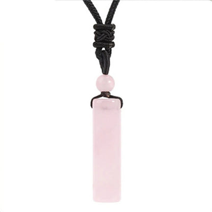 Buddha Stones Various Crystal Rose Quartz Green Aventurine Amethyst Cylinder Healing Necklace Pendant