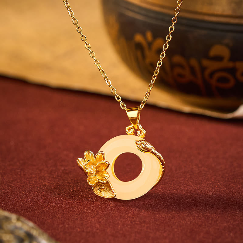 Buddha Stones Lotus Peace Buckle Peace Necklace Pendant