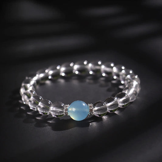 Buddha Stones Clear Quartz Aquamarine Healing Bracelet