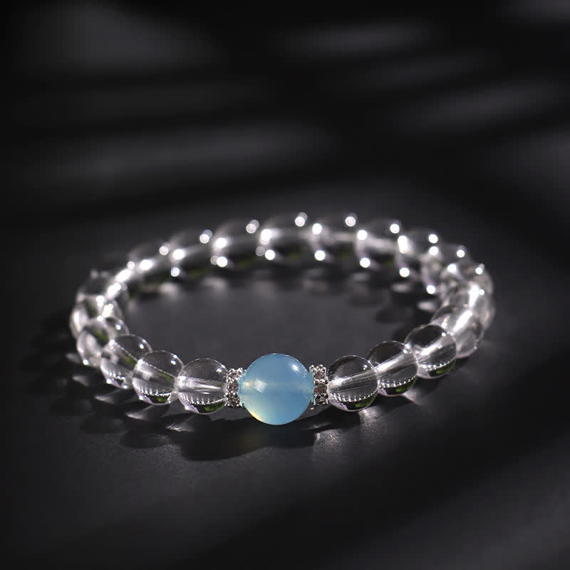 Buddha Stones Clear Quartz Aquamarine Healing Bracelet