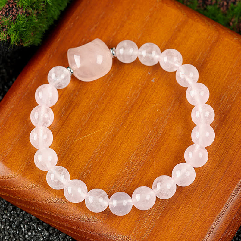 Buddha Stones Cat Design Blue Lace Agate Clear Quartz Beaded Bracelet