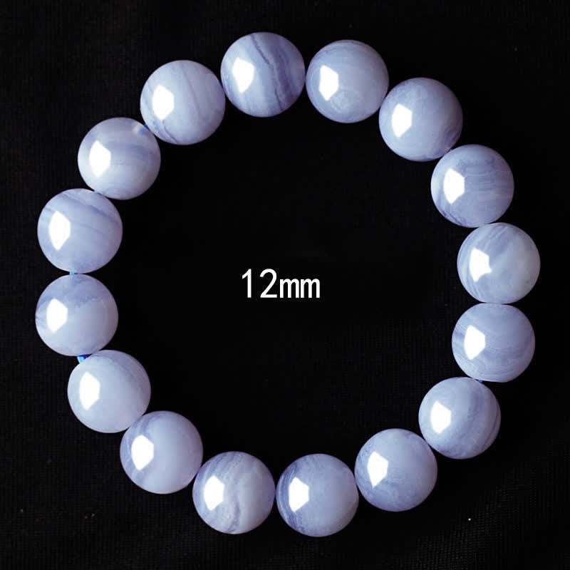 Buddha Stones Round Design Natural Blue Lace Agate Beaded Bracelet