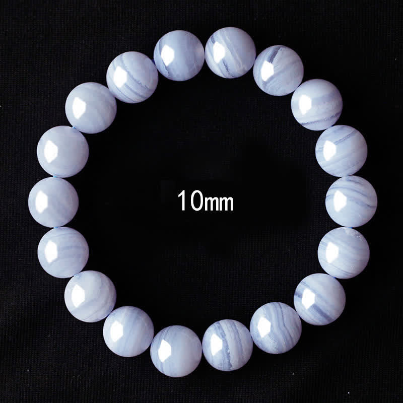 Buddha Stones Round Design Natural Blue Lace Agate Beaded Bracelet