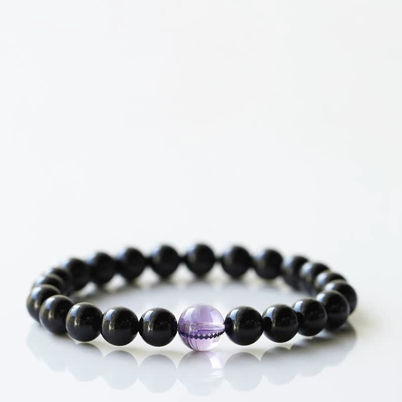 Buddha Stones Black Tourmaline Crystal Zodiac Animal Design Resilience Bracelet