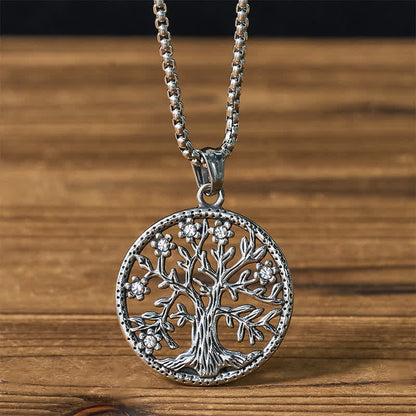 Buddha Stones the Tree of Life Titanium Steel Creation Necklace Pendant
