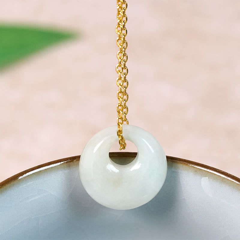 Buddha Stones Round Buckle Jade Luck Necklace Pendant