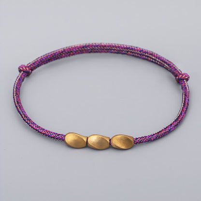 Buddha Stones Multiple Colors String Golden Copper Beads Balance Bracelet