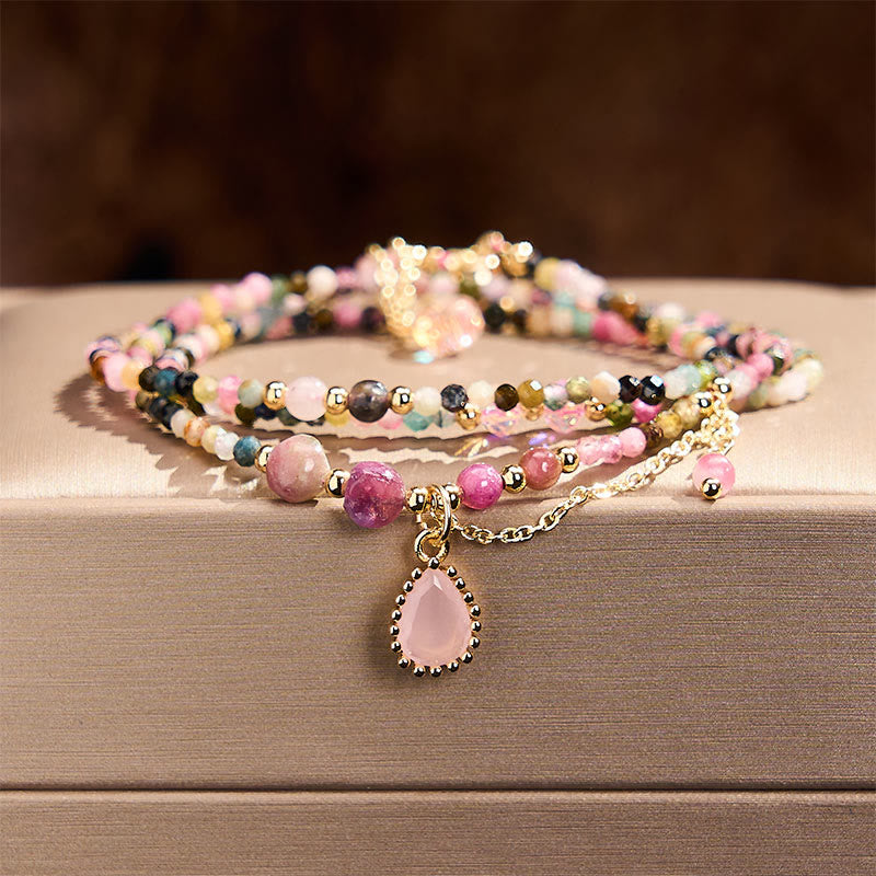 Buddha Stones Natural Tourmaline Triple Wrap Positive Bracelet