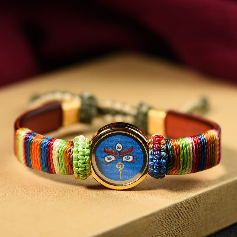 Buddha Stones Tibetan Five Directions Gods of Wealth Buddha Eye Blessing Bracelet