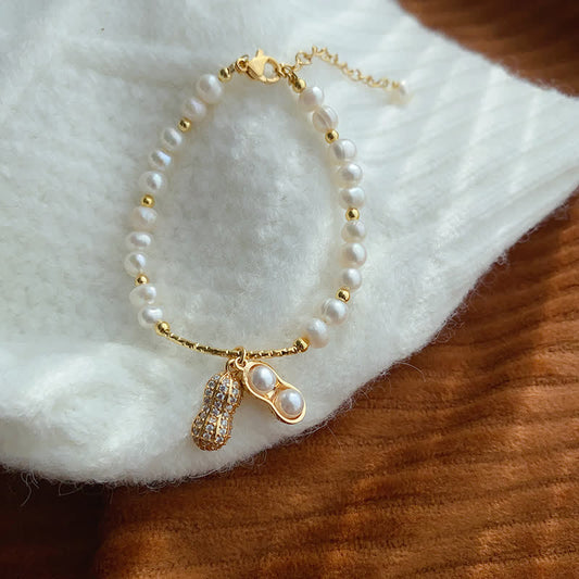 Buddha Stones Pearl Bead Peanut Good Things Happen Wisdom Bracelet