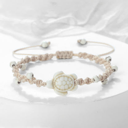 Buddha Stones Turquoise Turtle Design Braided Rope Protection Bracelet