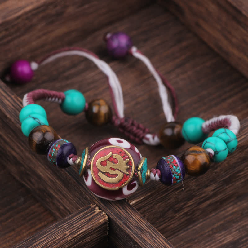 Buddha Stones Turquoise Amber Tibet Braided Rope Love Bracelet