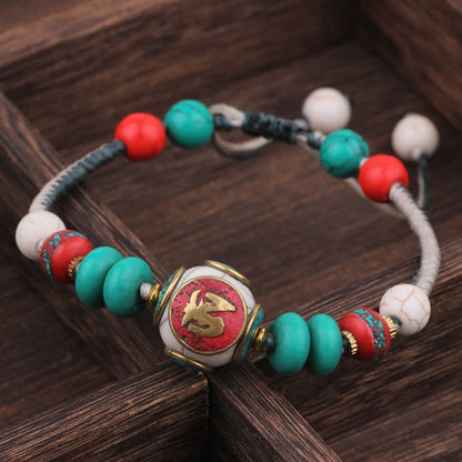 Buddha Stones Turquoise Amber Tibet Braided Rope Love Bracelet
