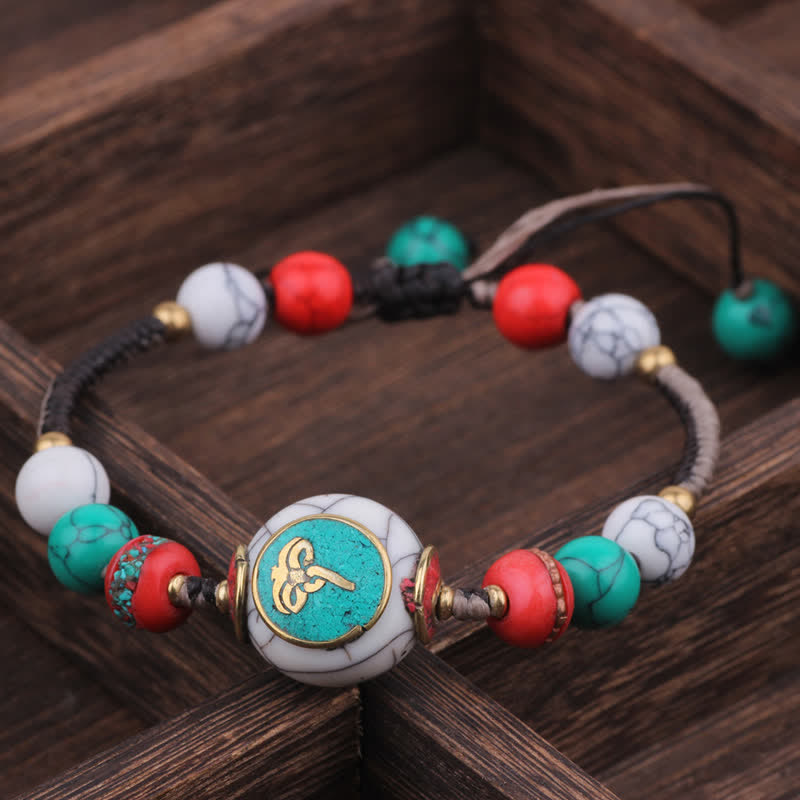 Buddha Stones Turquoise Amber Tibet Braided Rope Love Bracelet