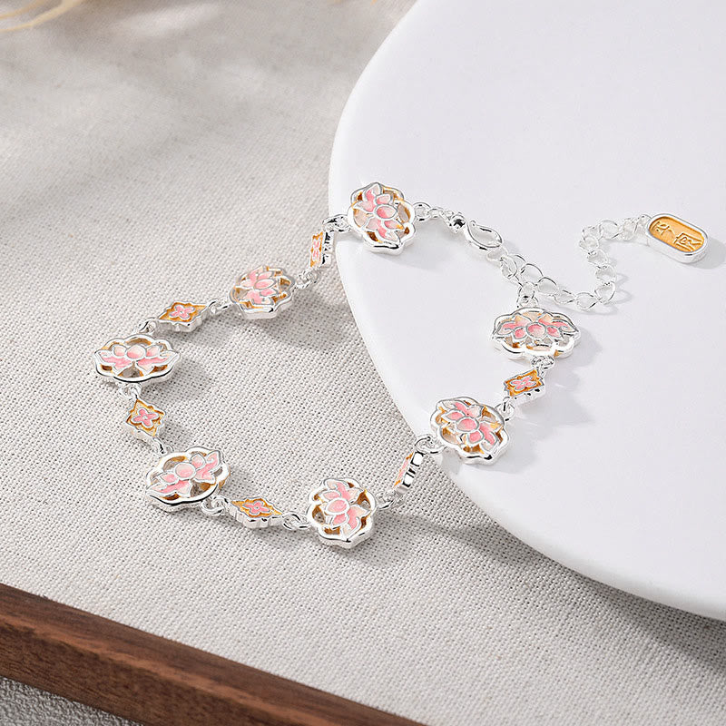 Buddha Stones Copper Enamel Lotus New Beginning Bracelet