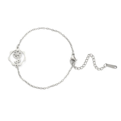 Buddha Stones Titanium Steel Birth Flower New Beginning Bracelet